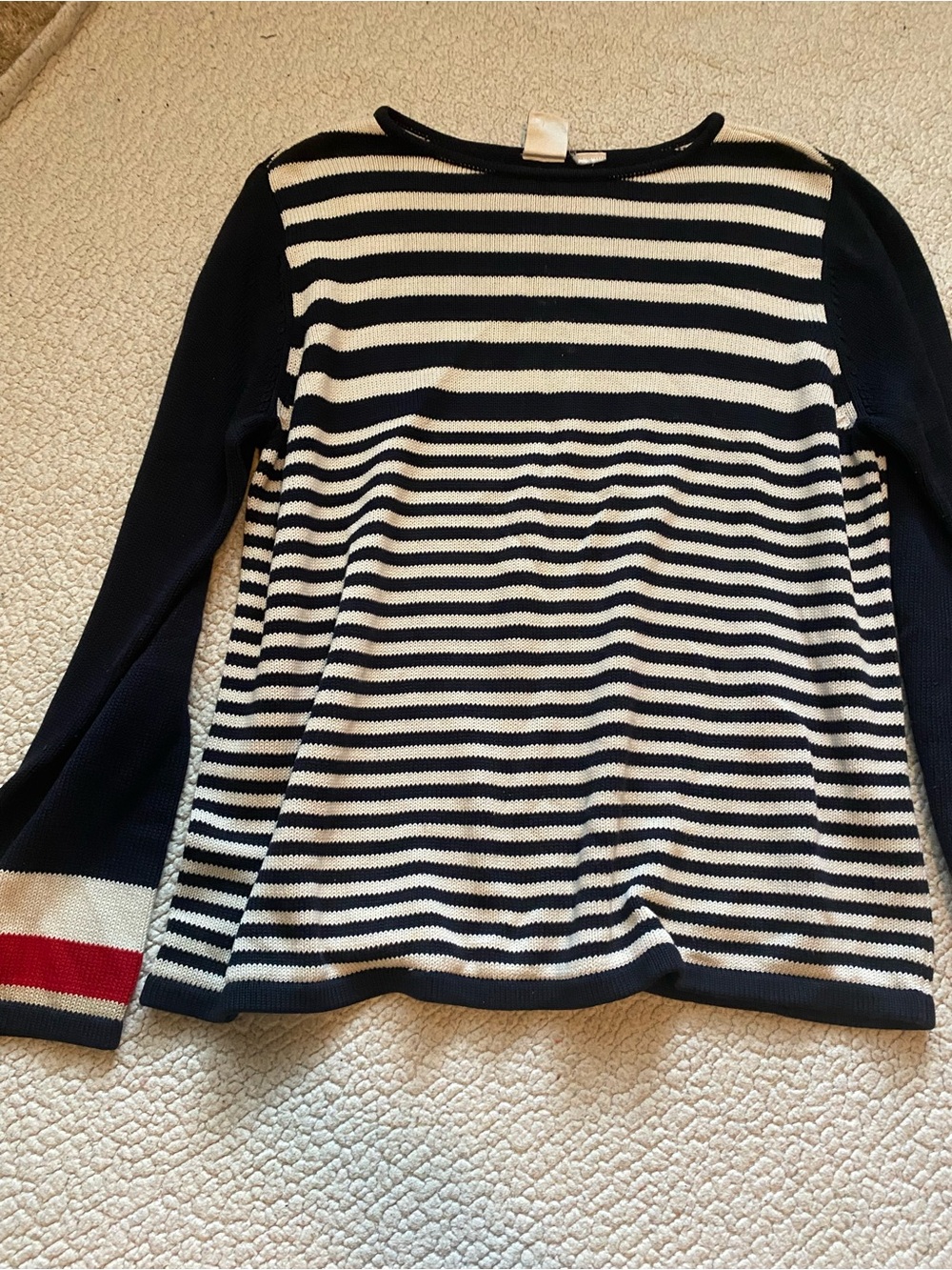 Emma James Navy and White Striped Knit Top